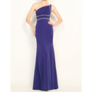 Modest Mermaid One Shoulder Full Length Evening Party Dresses with Beading Detailing