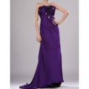 Gorgeous Strapless Full Length Pleated Chiffon Evening Dresses with 3D Flowers Detail