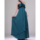 Inexpensive One Shoulder Full Length Pleated Chiffon Evening Dresses with 3D Flowers Detail
