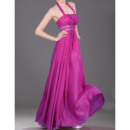 Inexpensive Halter-neck Pleated Chiffon Evening Dresses with Rhinestone Waist