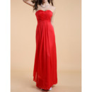 Simple Column Sweetheart Long Pleated Chiffon Evening Party Dresses