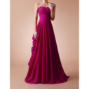 Elegant A-Line One Shoulder Pleated Chiffon Evening Party Dresses with Rhinestone Detail