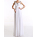 Dramatic Crystal Beaded Embellished Illusion Neck Chiffon Evening Party Dresses with Ruched Bust
