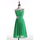 Sweet Asymmetrical Neckline Chiffon Homecoming Party Dresses with Rhinestone Detail