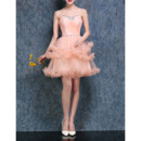 Cute Beaded Strapless Short Tulle Homecoming Party Dresses with Tiered Ruffle Skirt