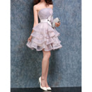 Cute Strapless Ball Gown Short Organza Homecoming Dresses with Tiered Ruffle Skirt