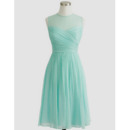 New Arrival Charming Illusion Neckline Short Pleated Chiffon Homecoming Dresses