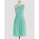 Affordable Asymmetrical Neckline Sleeveless Short Pleated Chiffon Homecoming Dresses