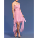 New Arrival Strapless Ruffle High-Low Ruched Chiffon Prom Party  Dresses