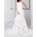 Romantic Sweetheart Ruched Satin Wedding Dresses with Side Tiered Ruffle Skirt