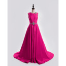 Sexy & Unique Court Train Satin Prom Evening Party Dresses with Beading Rhinestone Detail