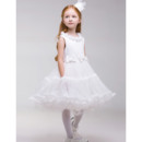 Charming A-Line Flower Round-Neck Knee Length Tulle First Communion Dresses