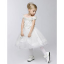 Princess Beaded Off-the-shoulder Tulle Short First Communion Dresses with Lace Bodice
