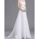 Simple A-Line Sweetheart Tulle Wedding Dresses with Belt and Appliques