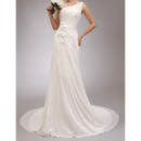 Romantic Elegant One Shoulder Chiffon Wedding Dresses with Petals and Lace Appliques