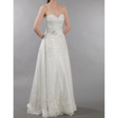 Perfect Sweetheart Full Length Tulle Over Satin Wedding Dresses with Beaded Appliques
