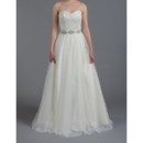 Elegant Sweetheart Tulle Skirt Wedding Dresses with Crystal Waist and Appliques Bodice