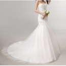 Luxurious Mermaid Sweetheart Satin Tulle Wedding Dresses with Embroidered Beaded Bodice