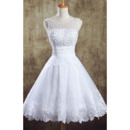 Perfect A-Line Short Tulle Wedding Dresses with Beaded Bodice and Low Back