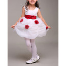 Cute Mini/ Short Pick-Up Skirt Organza Two Tone Flower Girl Dresses with Bow and Hand-made Flowers