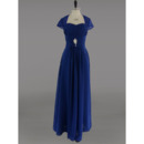 Stylish Pleated Chiffon Mother Dresses for Party with Cap Sleeves and Cutout Back