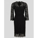 Modest Column Knee Length Lace Black Mother Dresses with 3/4 Long Sleeves