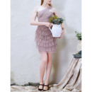 Unique Ravishing One Shoulder Short Tulle Cocktail Party Dresses with Pleated Layered Skirt