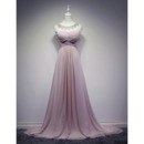 Affordable A-Line Sweep Train Chiffon Evening/ Prom/ Formal Dresses