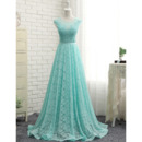 Elegant A-Line Sweep Train Lace Evening/ Prom/ Formal Dresses
