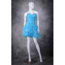 Sweet Beading Sweetheart Short Organza Homecoming Party Dresses with Ruffles Galore Skirt