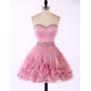 Cute A-Line Sweetheart Short Organza Ruffle Skirt Homecoming Dresses