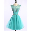 Beautiful A-Line Short Tulle Homecoming Party Dresses with Crystal Beading Embellished
