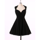 Beautiful Beading Applique Black Short Chiffon Homecoming Party Dresses with Open Back