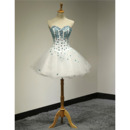 Glitter Crystal Beading Embellished Ball Gown Sweetheart Short Tulle Homecoming Party Dresses