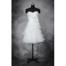 Lovely Sweetheart Short Organza Wedding Dresses with Ruched Bodice and Layered Skirt