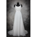Dramatic A-Line Halter-neck Chiffon Wedding Dresses with Beaded Rhinestone Waist