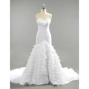 Dramatic Sweetheart Organza Wedding Dresses with Mermaid Layered Skirt and Ruched Chiffon Bodice