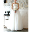 Glamorous Ball Gown Strapless Full Length Tulle Wedding Dresses/ Dreamy Crystal Beaded Bride Gowns