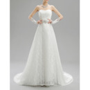 Vintage A-Line Sweetheart Lace Wedding Dresses with Crystal-adorned Waist