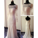 Shimmering Beaded Rhinestone Chiffon Wedding Dresses with Long Sleeves