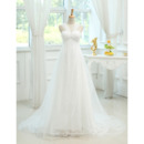 Perfect Empire Sweetheart Tulle Over Lace Wedding Dresses with Pleated Bust