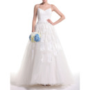 Elegantly Appliques Ball Gown Spaghetti Straps Tulle Wedding Dresses with Beaded Waist