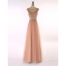 Inexpensive A-Line Sleeveless Floor Length Organza Evening Dresses