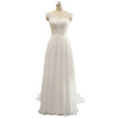 Beautiful V-Neck Floor Length Chiffon Wedding Dresses with Beaded Bodice