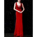 Elegance Beading Appliques Sweetheart Elastic Woven Satin Evening Dresses with Cowl Neck