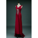 Stylish Deep V-back Silk Like Satin Evening Dresses with Shirred Detail