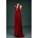 Stunning V-Neck Pleated Elastic Woven Satin Evening Dresses with Sexy Exposed Back