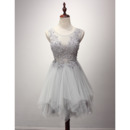 Custom A-Line Sleeveless Short Tulle Layered Skirt Prom Party Dresses