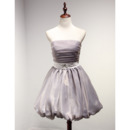 Perfect Ball Gown Strapless Short Pleated Organza Homecoming Dresses with Bubble Hem