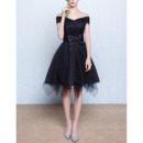 Custom Off-the-shoulder Short Black Homecoming Dresses with Bows